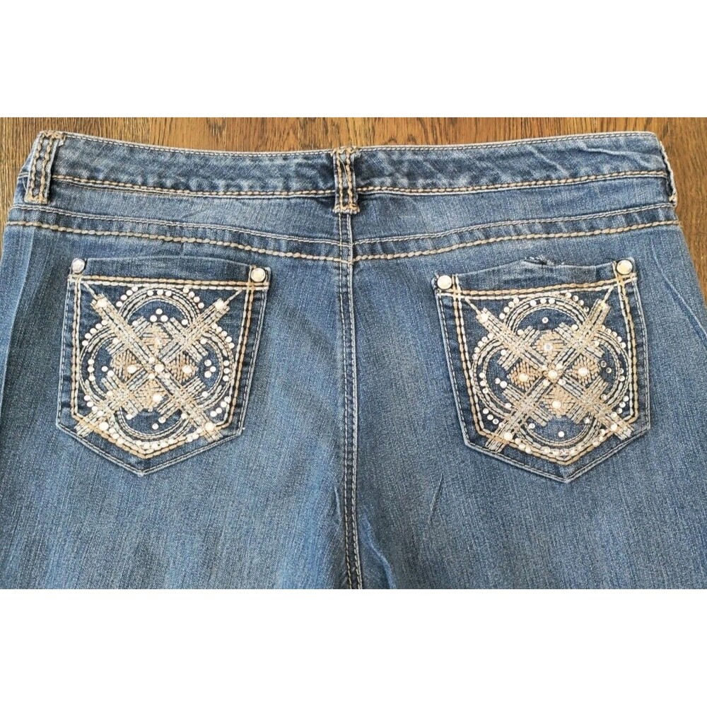 Nine West Boot Cut Jeans Women's 16 Inseam 32"Blue Medium Wash "Cena Bling Boot"
